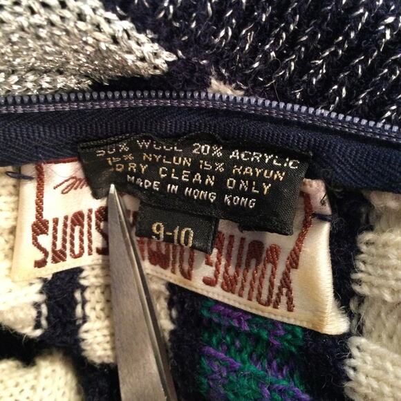 Vtg Jon Michels 1970 knit wool blend metallic strip woven maxi dress 9-10 - Picture 4 of 5